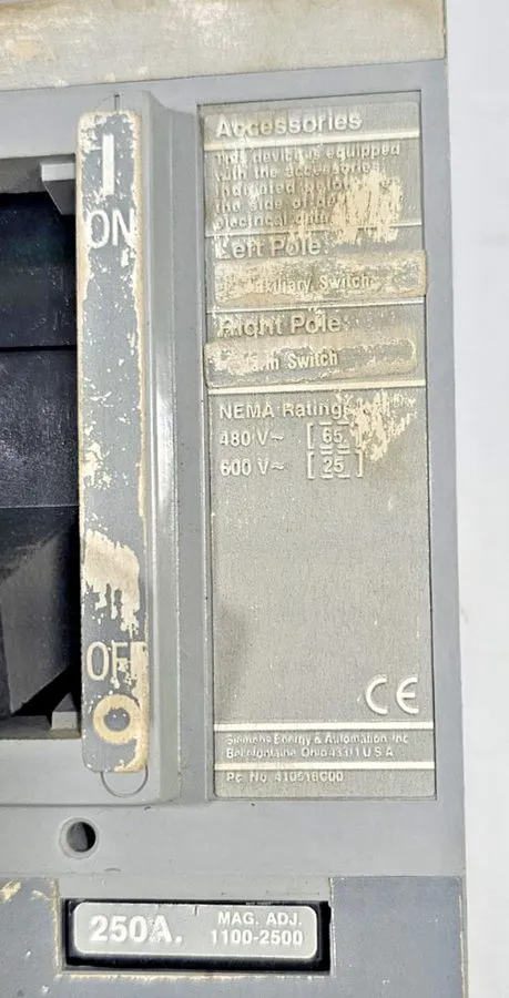 Автоматический выключатель Siemens Sentron Series FFF FFF3M250 Circuit Breaker 2 — фото лота 2