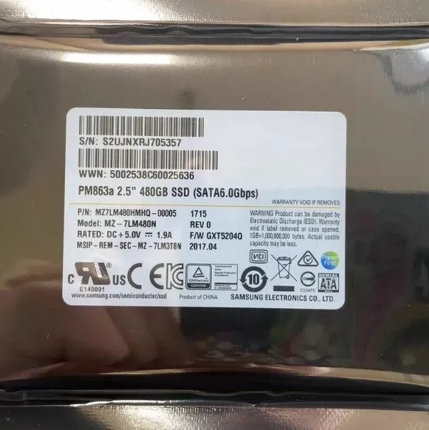 SSD-накопитель Samsung PM863a 2.5” 480GB SATA 6Gb/s Enterprise SSD MZ-7LM480N F/