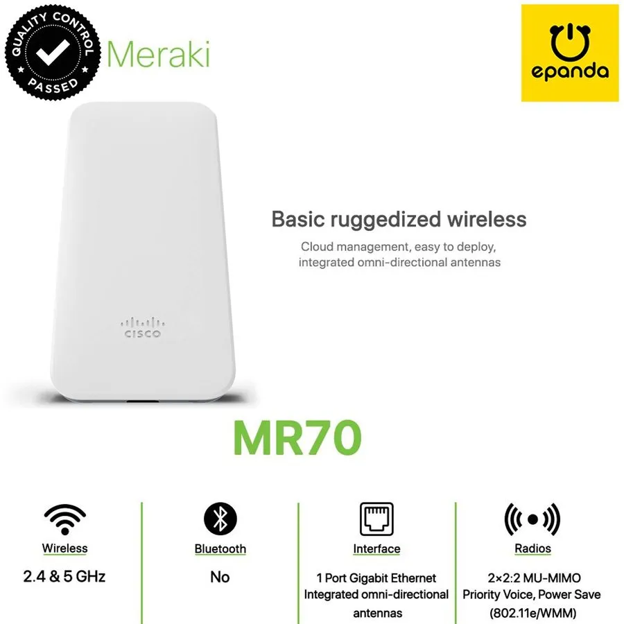 Коммутатор Cisco Meraki MR70 Outdoor Wave 2 Wireless Access Point MU-MIMO UNCLAI