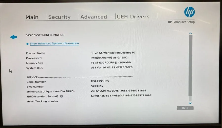 SSD-накопитель HP Z4 G5 Workstation Desktop Intel Xeon W5-2455X 16GB RAM 256GB N