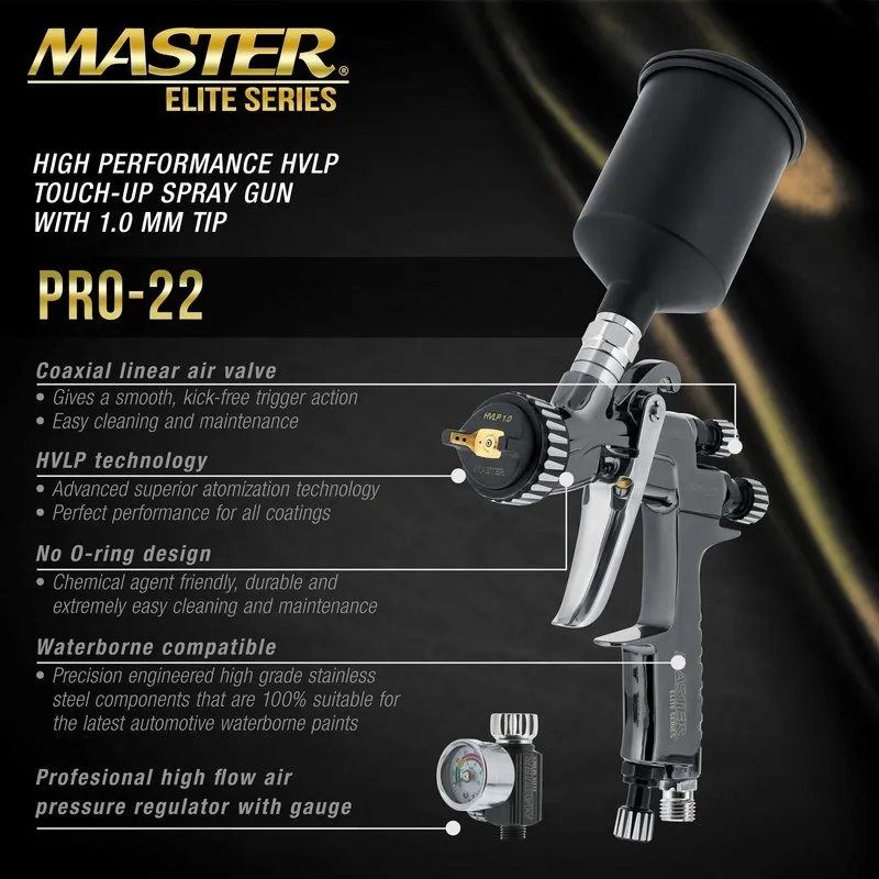 Трубопроводная арматура Master Elite PRO-22 HVLP Touch Up Spray Gun, 1.0mm Tip,  — фото лота 1