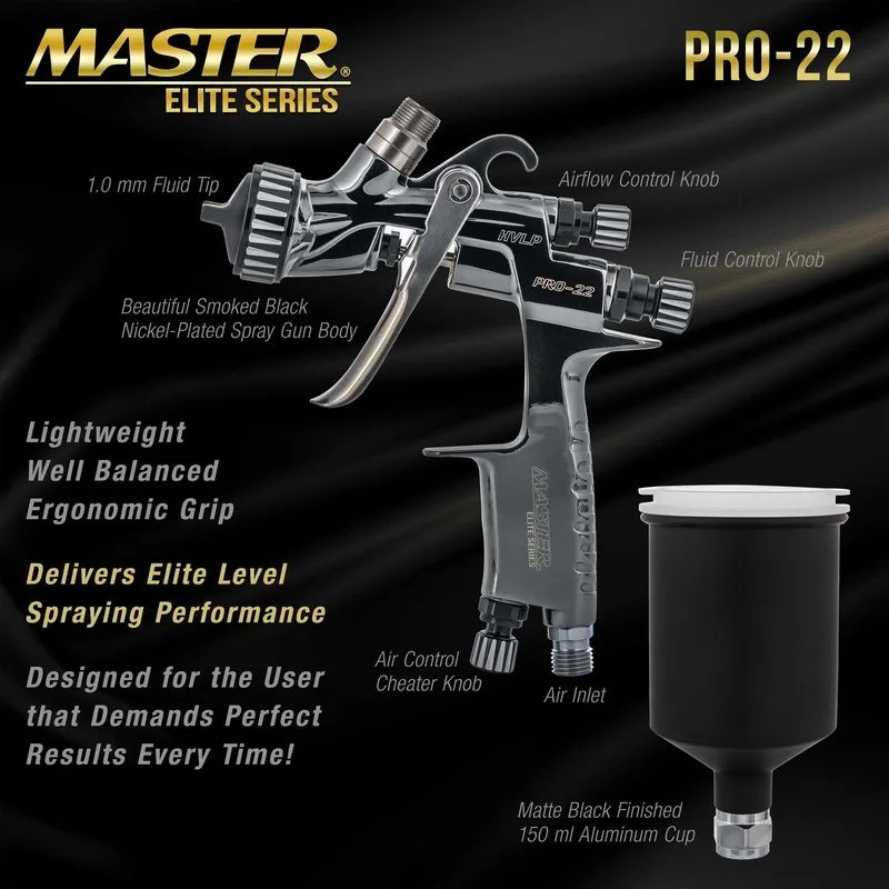 Трубопроводная арматура Master Elite PRO-22 HVLP Touch Up Spray Gun, 1.0mm Tip,  — фото лота 2