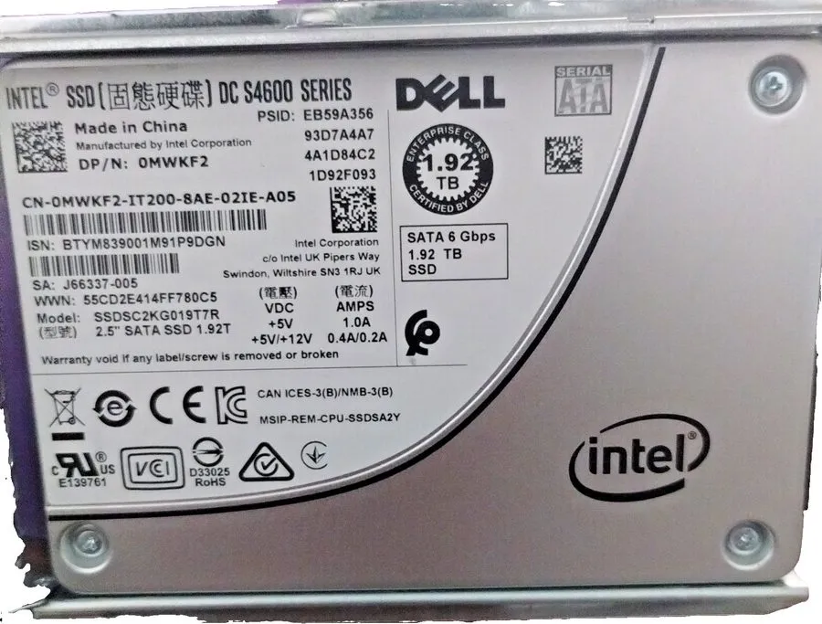 SSD-накопитель Intel DC S4600 1.92TB 2.5" Enterprise SATA SSD SSDSC2KG019T7 Dell — фото лота 1