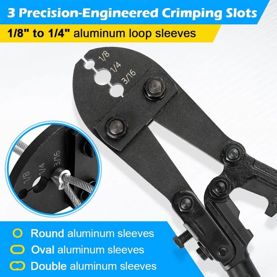 Кабель 25 In Wire Rope Crimping Tool для Cable Railing and Marine Rigging 3-Cavi — фото лота 1