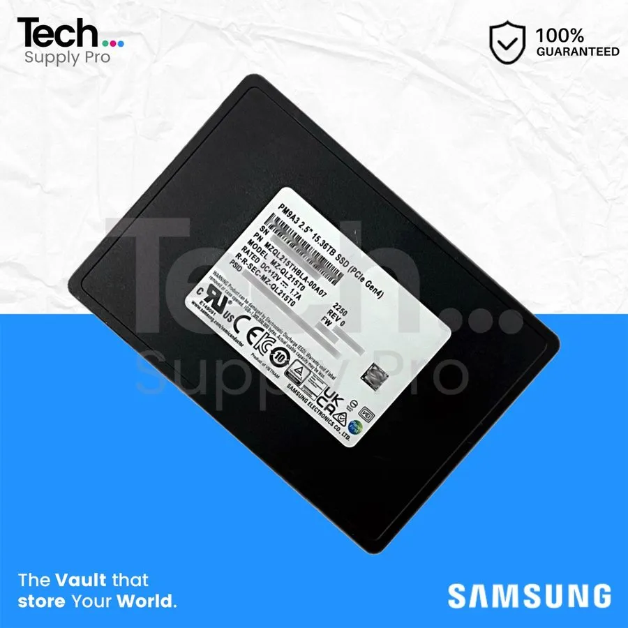 SSD-накопитель Samsung PM9A3 15.36TB Nvme 2.5inch U.2 SSD MZ-QL215T0 15TB 100% g