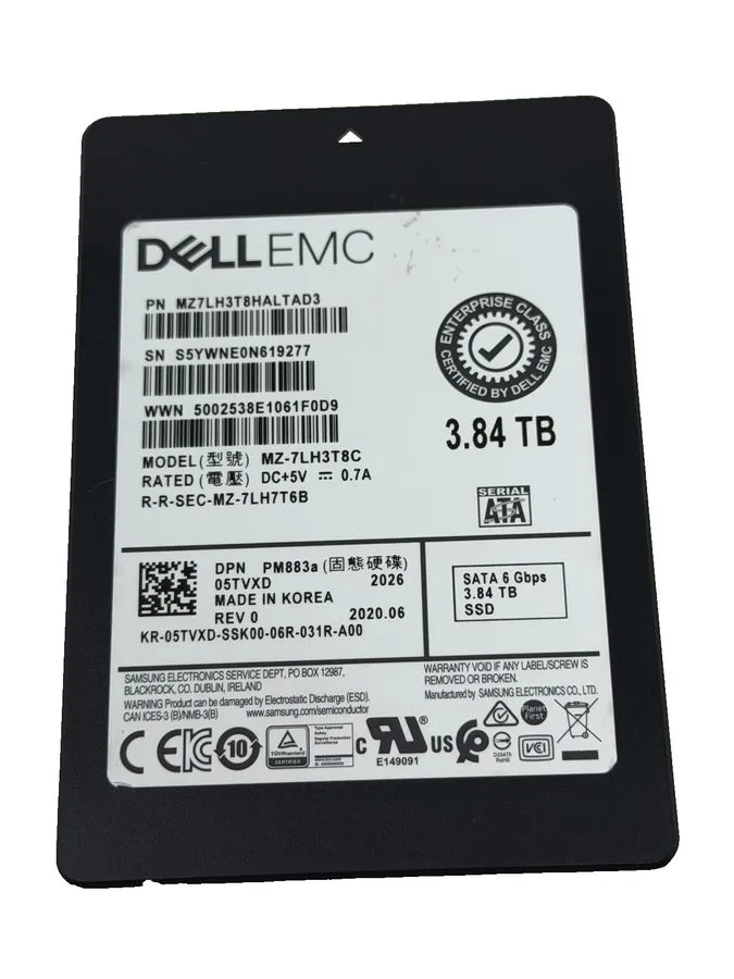 SSD-накопитель Dell Samsung PM883 3.84TB 2.5" SATA III Enterprise SSD MZ-7LH3T8C — фото лота 1