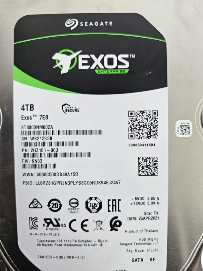 Жёсткий диск Seagate Exos 7E8 4TB 7200 SATA 6Gb/s 3.5" Enterprise Hard Drive ST4