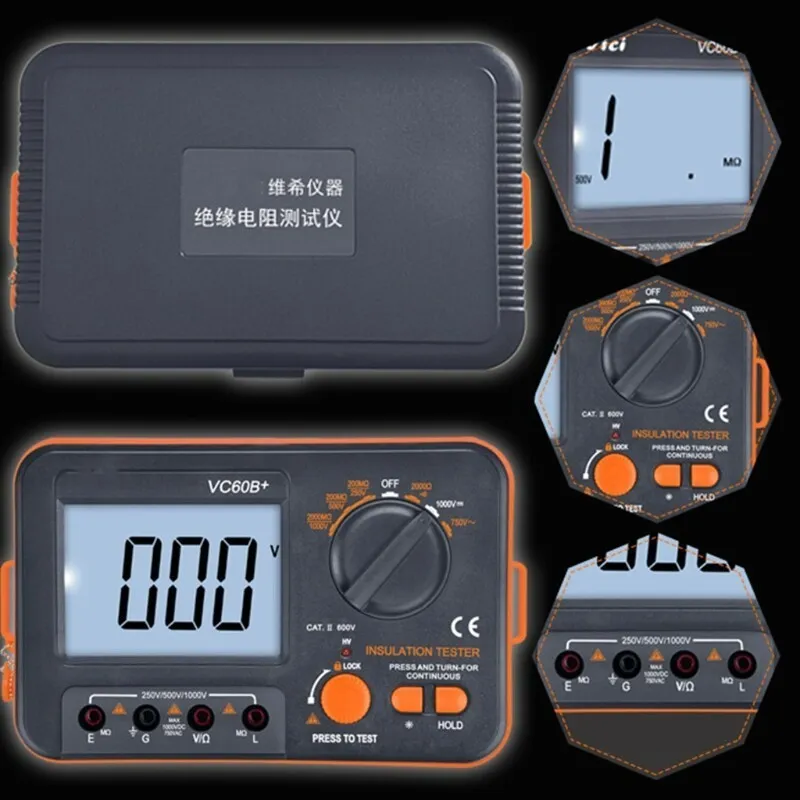 Тестер VICI VC60B+Digital MegOhm Meter Insulation Tester Megohmmeter DCV ACV Res