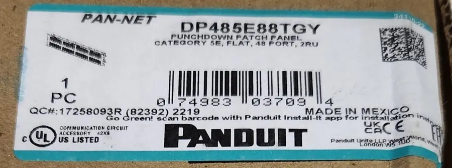 Патч-панель Panduit DP485E88TGY Punchdown Patch Panel Category 5E Flat 48-Port 2