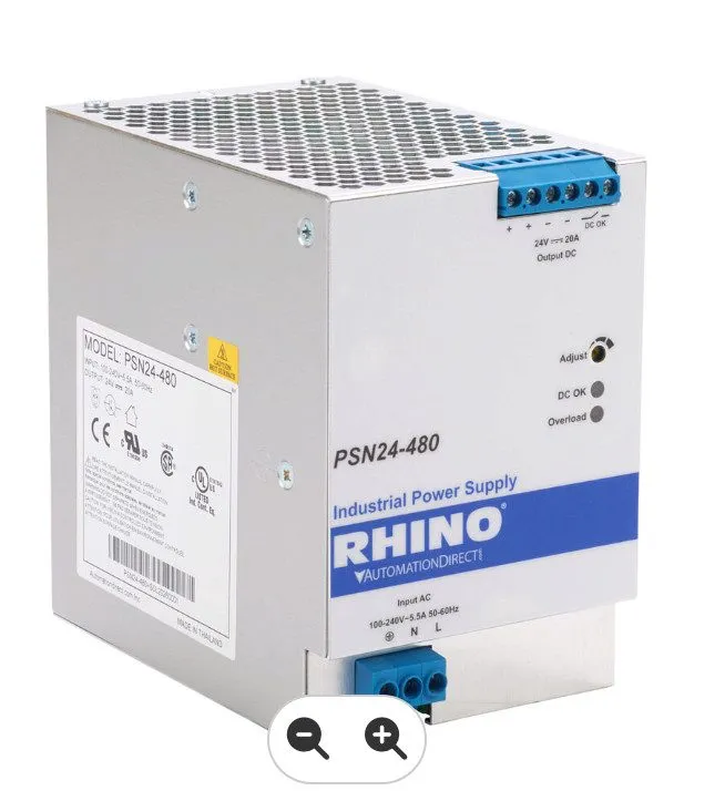 Блок питания RHINO PRO PSN24-480 24VDC 20A 480W DIN Rail Power Supply 120/240VAC — фото лота 1