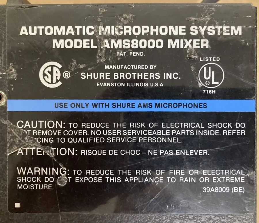 Радиосистема Shure AMS8000 Automatic Microphone System 8-CH 8 Channel Mixer