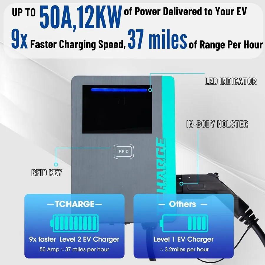 Аккумулятор TCHARGE EV Charger Charging Station 50A / 240V 208V Hardwired /RFID  — фото лота 2