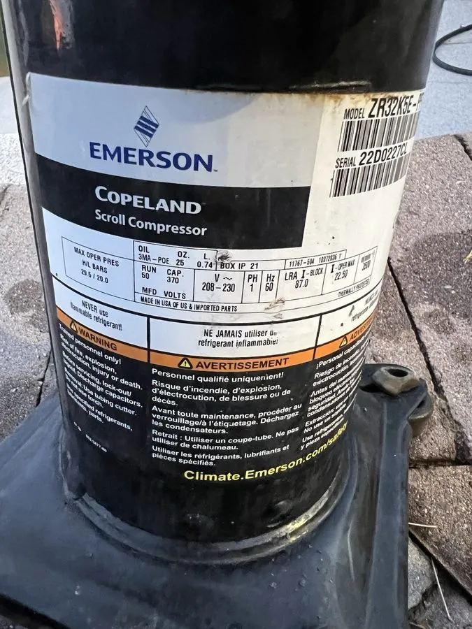Компрессор COPELAND SCROLL COMPRESSOR model ZR32K5E PFV -800 Year 2024 220v 1 Ph