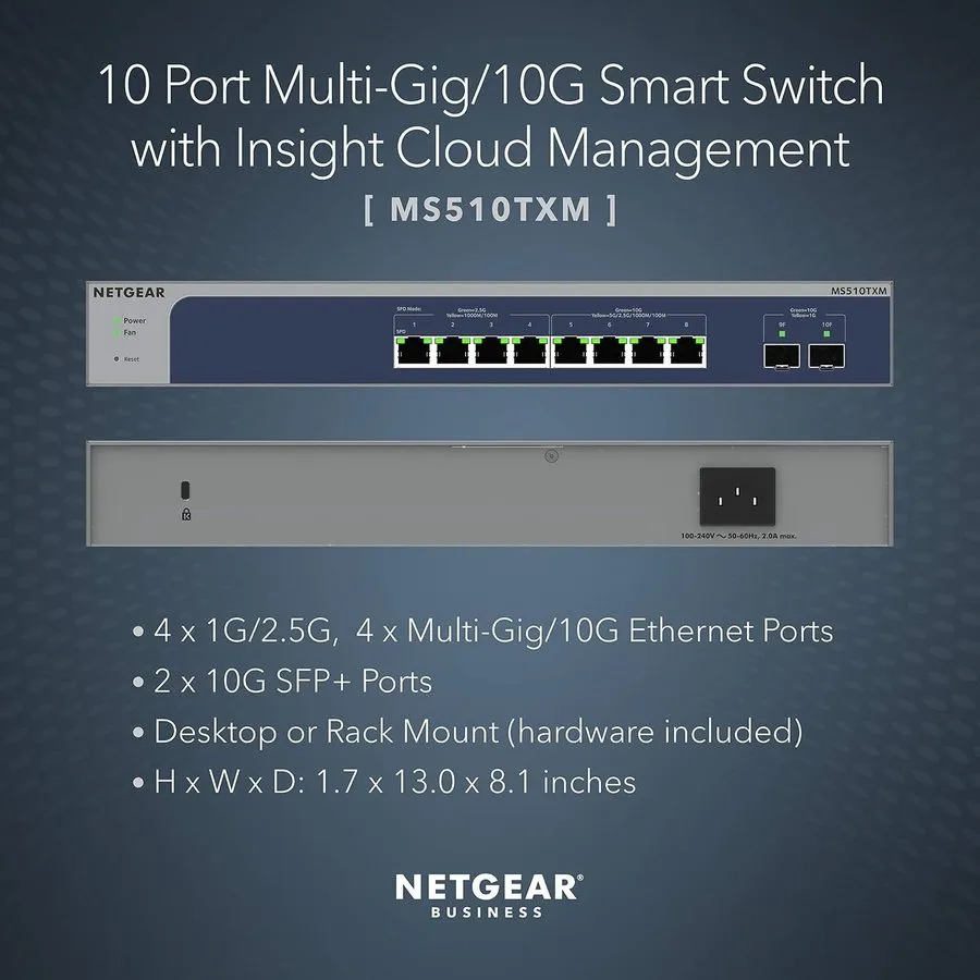 Коммутатор Netgear MS510TXM 8-Port 10G SFP Ethernet Smart Managed Pro Switch Mul — фото лота 1