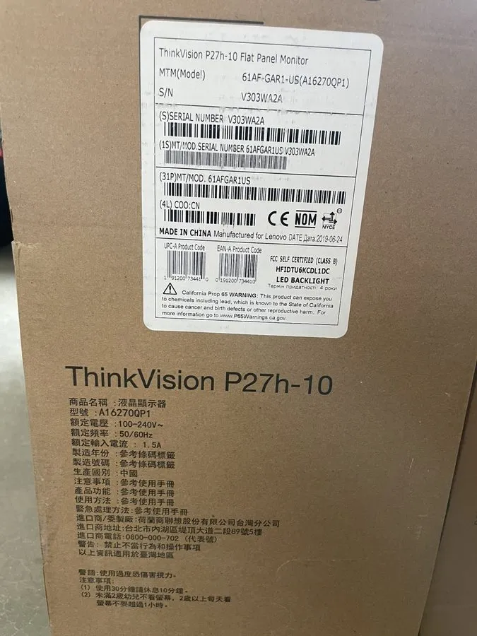 Монитор lenovo thinkvision p27h-10 27