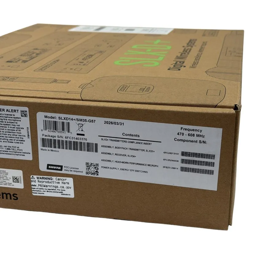 Радиосистема Shure SLXD14+/SM35 Wireless Headset Microphone System G57 Band — фото лота 1