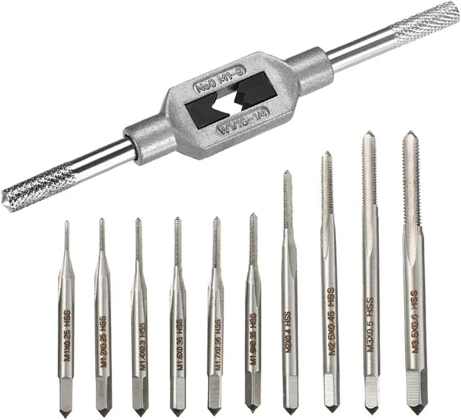 Режущий инструмент SMJXTOP Micro Metric Taps Bits Set with Tap Wrench,M1-M3.5 Mi — фото лота 2