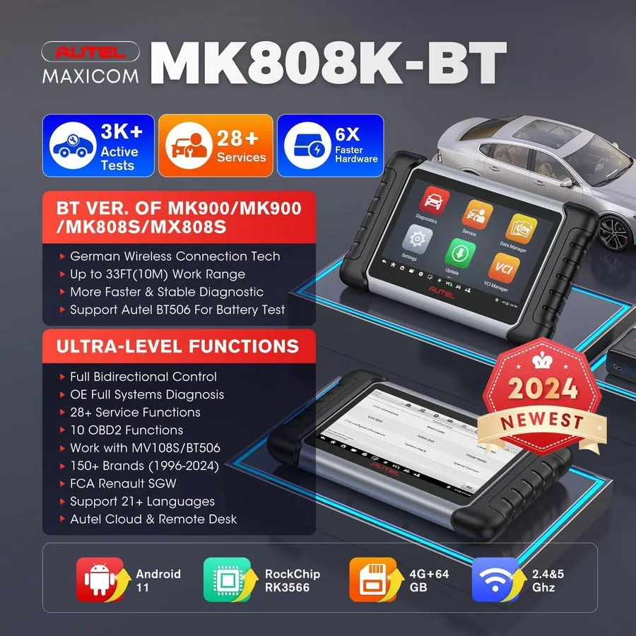 Диагностический сканер Autel MaxiCom MK808K-BT Pro MK808BT PRO OBD2 Diagnostic T