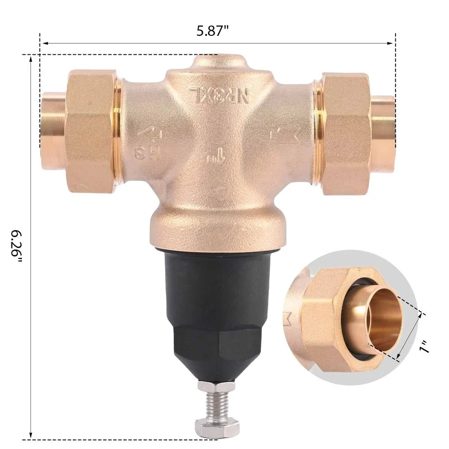Клапан 1" NR3XL Water Pressure Regulator Reducing Valve 1-NR3XLDU Double Union F — фото лота 1