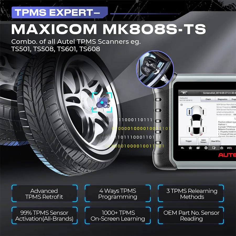 Диагностический сканер Autel MaxiCOM MK808S-TS MK808S IMMO TPMS Key Coding Car D — фото лота 2