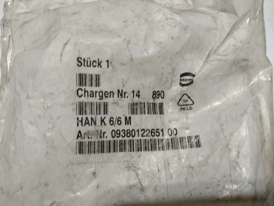 Разъём Harting HAN K 6/6 M Power Connector 09380122651
