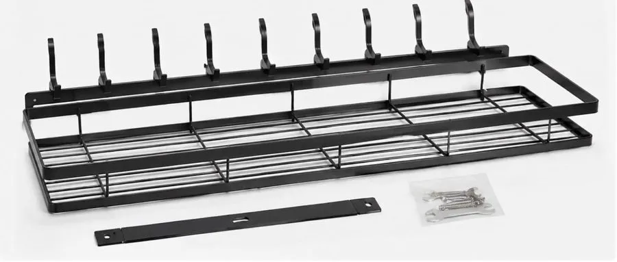 Стойка/шкаф Wall Mounted Metal Storage Rack Shelf w Hooks, Black 16.5in Holds 8  — фото лота 1