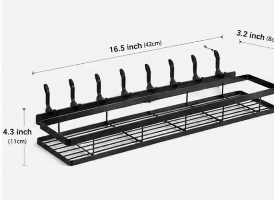 Стойка/шкаф Wall Mounted Metal Storage Rack Shelf w Hooks, Black 16.5in Holds 8  — фото лота 2