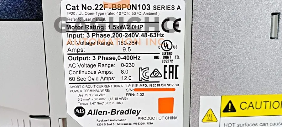 Частотный преобразователь Allen Bradley 22F-B8P0N103 /A PowerFlex 4M 240V 1.5kW 