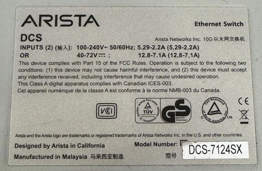 Коммутатор Arista DCS-7124SX-R 24-Port 10Gb SFP+ L2/L3 Switch R-F Airflow 2x AC