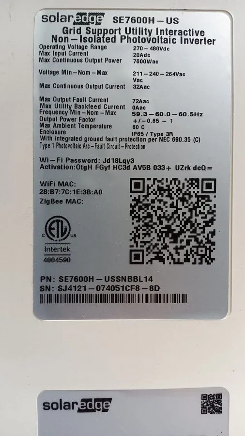 Инвертор Solar Edge SE3000H-US Grid Support Utility Photovoltaic Inverter