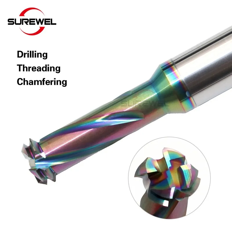 Оборудование ЧПУ Multifunctional 3 in 1 thread milling cutter M1.6-M12 CNC Carbi