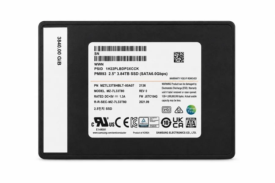 SSD-накопитель Samsung PM893 Series 3.84TB SATA 6Gb/s 2.5inch Internal SSD MZ-7L — фото лота 2