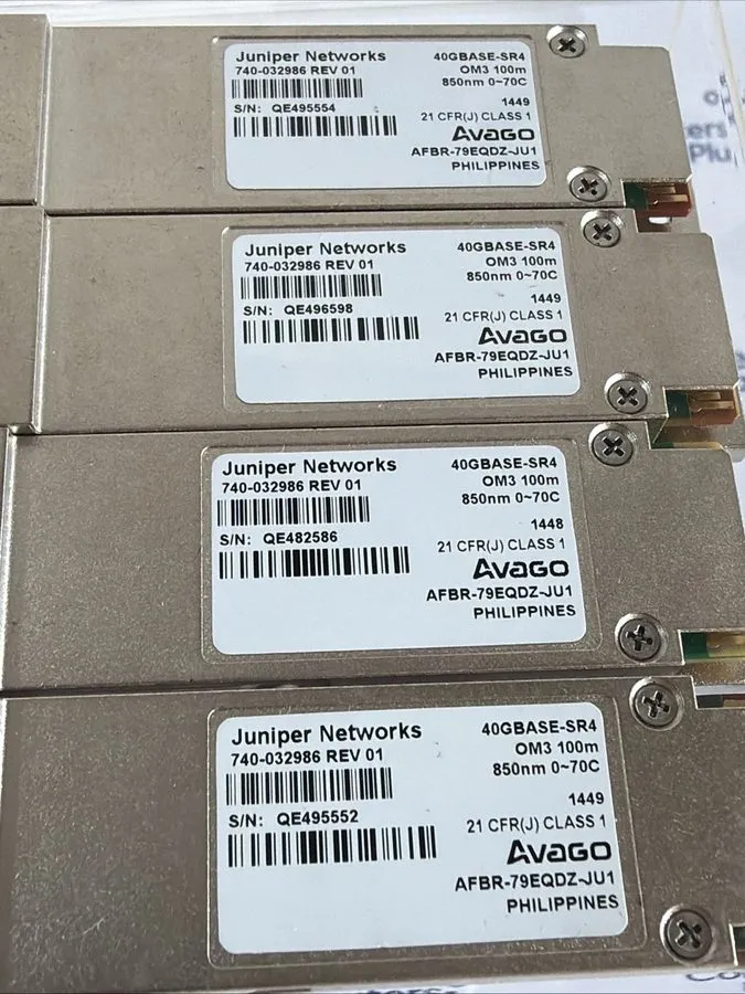 Трансивер LOT 4 Juniper QFX-QSFP-40G-SR4 40GBASE-SR4 850 Avago AFBR-79EQDZ-JU1 T