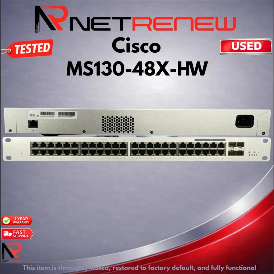 Коммутатор Cisco Meraki MS130-48X-HW 40x1G 8x2.5G PoE+ 4x10G SFP+ Switch