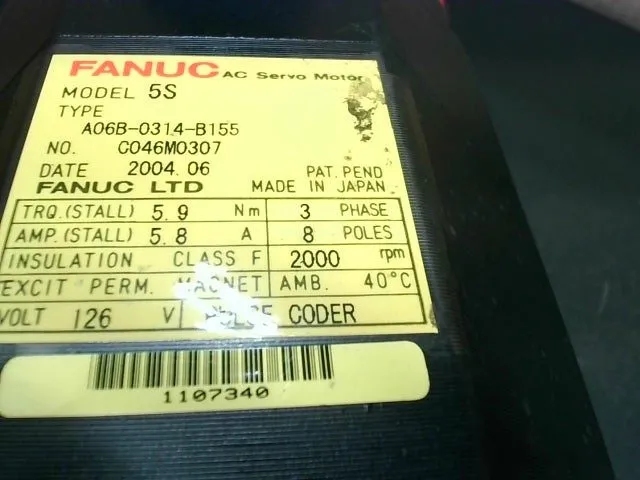 Серводвигатель FANUC 5S AC Servo Motor A06B-0314-B155 C078M1721