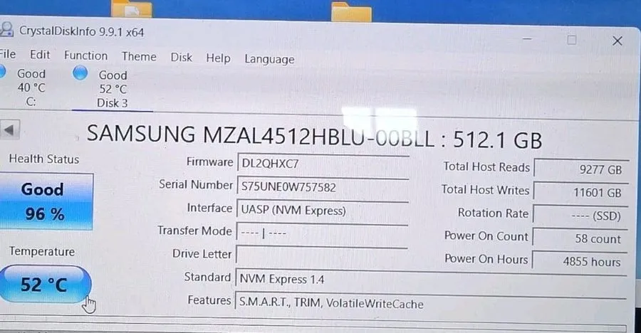 SSD-накопитель Samsung PM9B1 256GB M.2 2230 NVMe PCIe Gen4 Internal SSD — фото лота 1