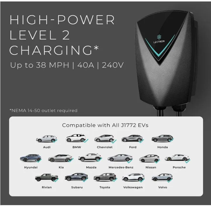 Аккумулятор Lectron J1772 Level 2 EV Charger, UL2594 Certified (ETL Listed), 48A