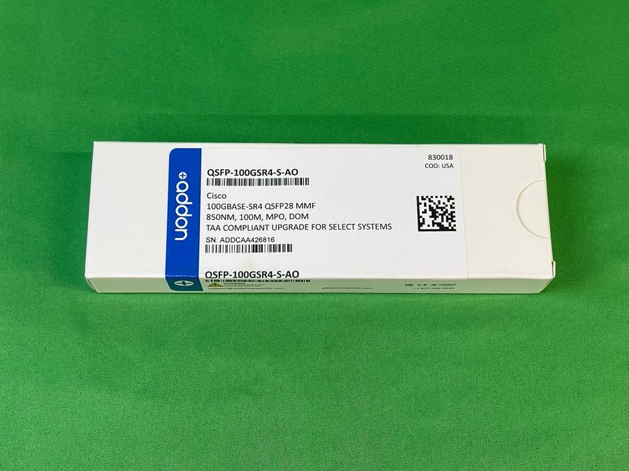 Трансивер Compatible AddOn QSFP-100GSR4-S-AO QSFP28 MMF 850nm 100m MPO DOM — фото лота 1