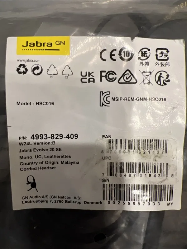 VoIP-шлюз Jabra Evolve 20SE UC Mono On-Ear Headset Black (4993-829-409)