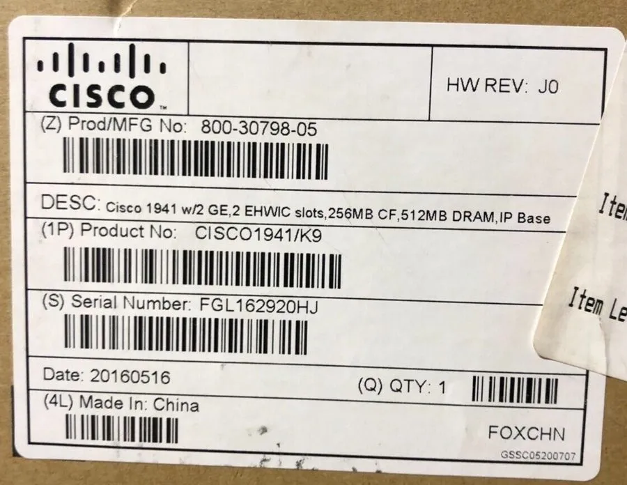 Маршрутизатор Cisco 1941/K9 2-Port 1900 Series Integrated Gigabit Security Route