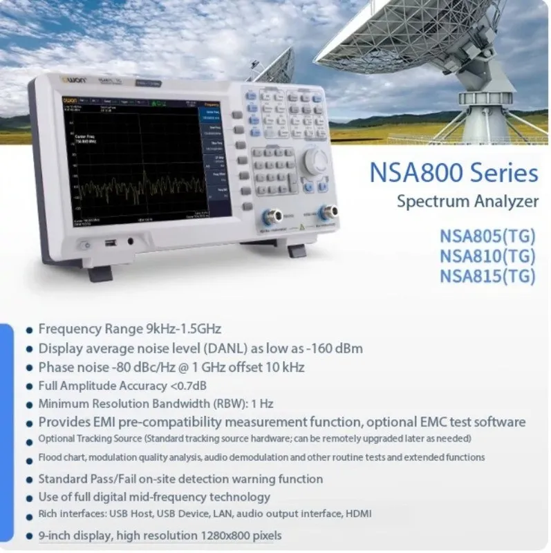 Анализатор спектра Spectrum Analyzer NSA805/810/815-TG 9K–1.5 GHz Real-Time Spec