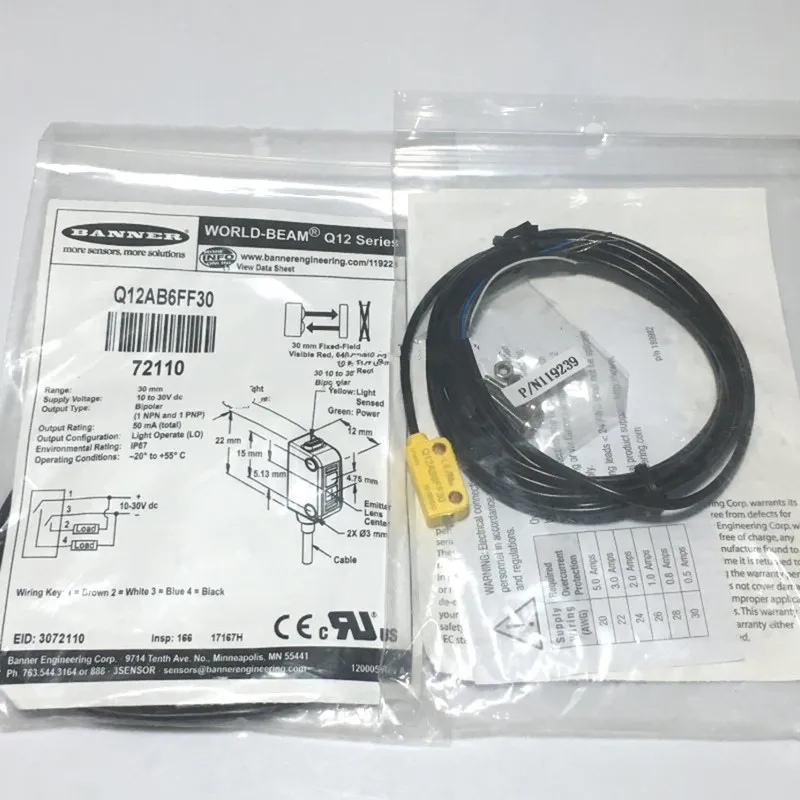 Фотоэлектрический датчик BANNER Q12AB6FF30 Photoelectric Sensor 72110