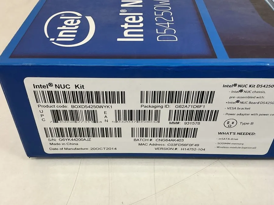 Жёсткий диск Intel NUC D54250WYK Core i5-4250U 1.30 GHz 8 GB DDR3L Desktop No HD