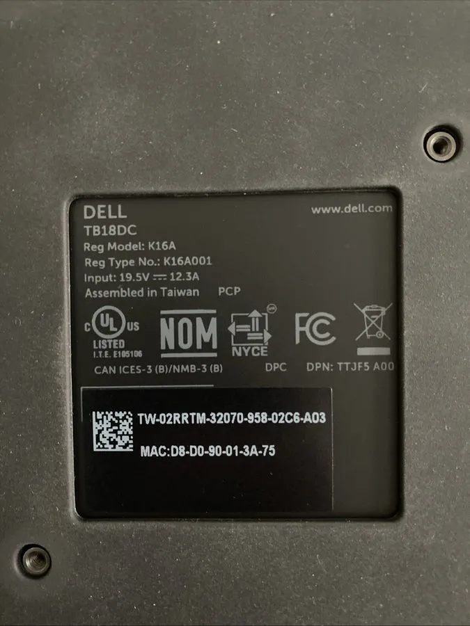 Док-станция Dell TB18DC Precision Dual USB-C Thunderbolt Docking Station w/ 240W