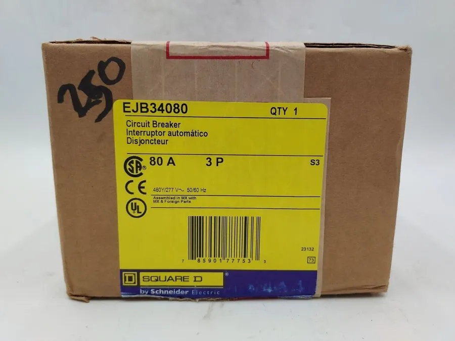 Автоматический выключатель Square D EJB34080 EJB 3P 80A 480V Bolt-On Circuit Bre