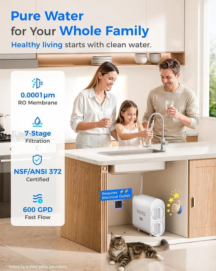 Насос Waterdrop G2P600 Reverse Osmosis System, 600 GPD, 7 Stage Tankless Water F