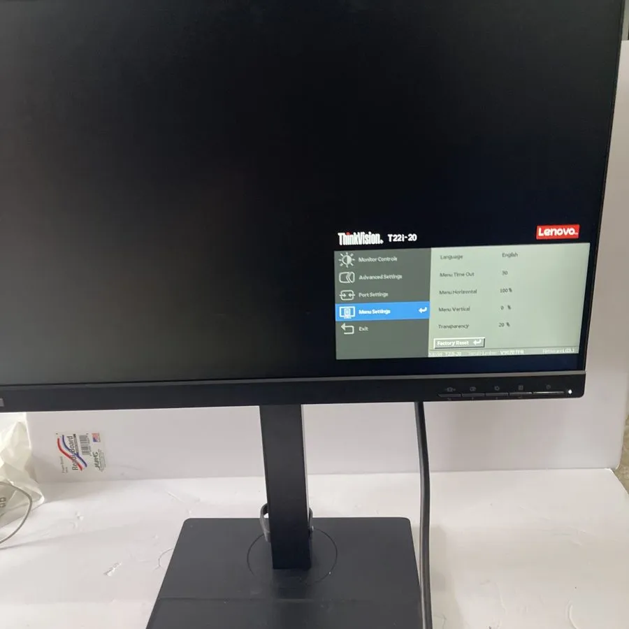 Монитор Lenovo ThinkVision T22i-20 21.5" TFT LCD Monitor 1920x1080 16:9 Black — фото лота 1