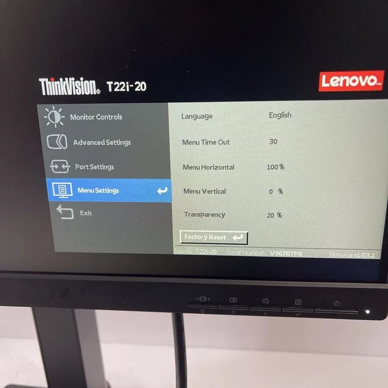 Монитор Lenovo ThinkVision T22i-20 21.5" TFT LCD Monitor 1920x1080 16:9 Black — фото лота 2