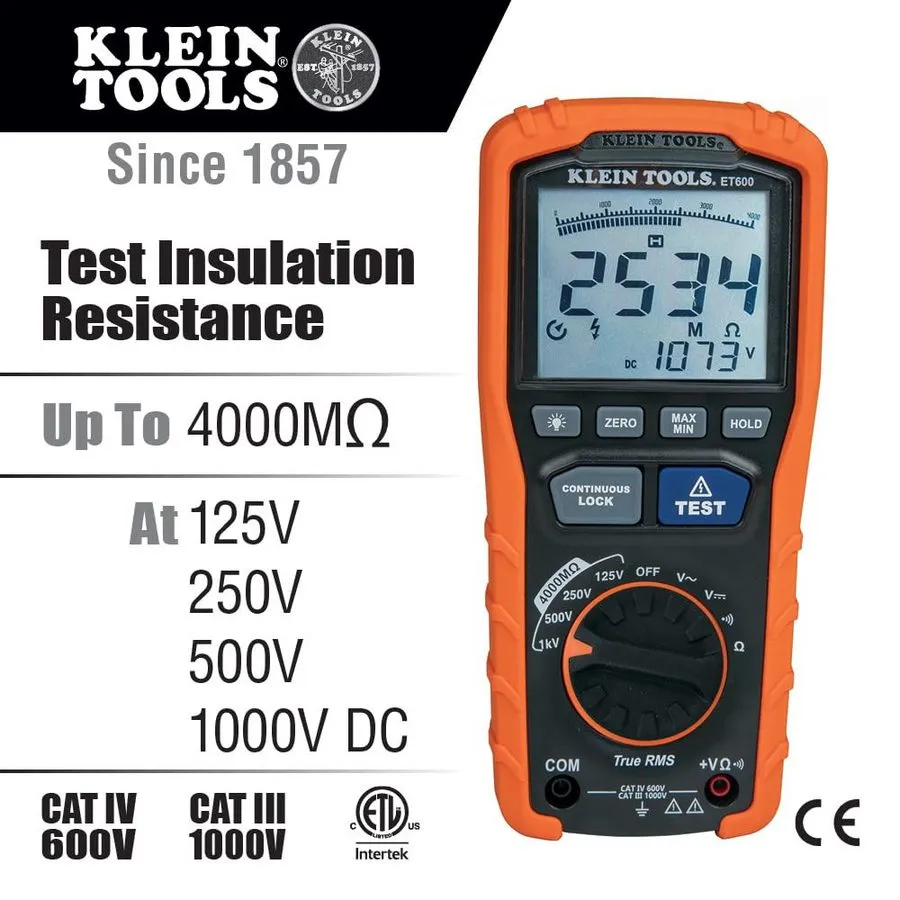 Мультиметр ET600 Multimeter, Megohmmeter Insulation Tester, 4000 Ohms Resistance