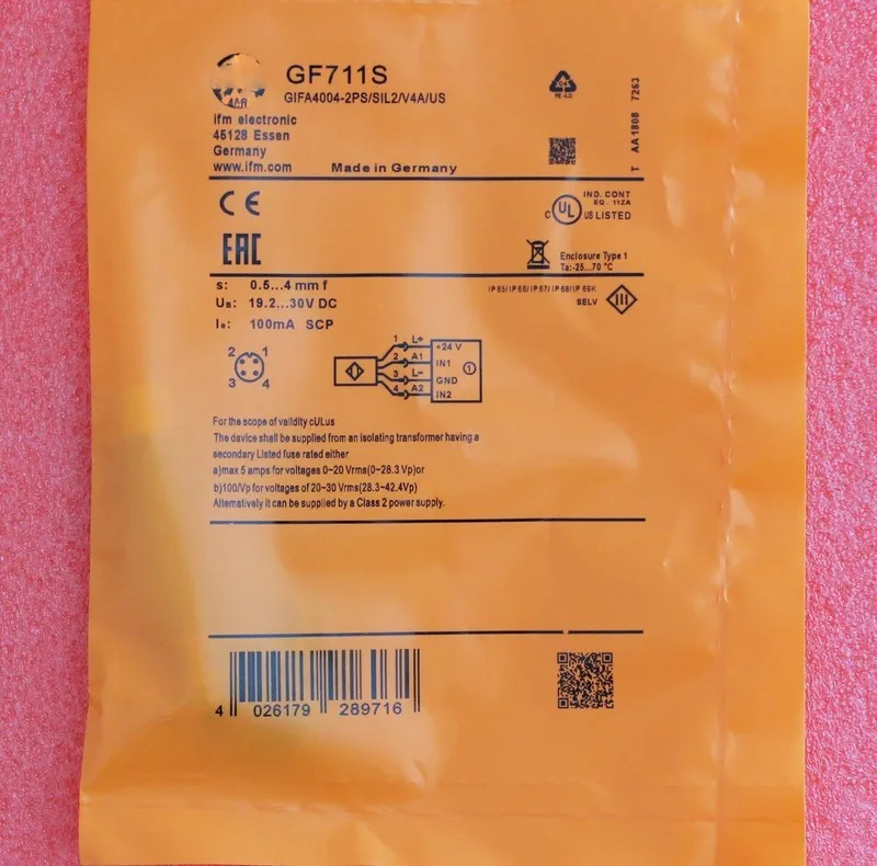 Датчик приближения IFM GF711S Fail-Safe Inductive Proximity Sensor, 19.2-30 VDC